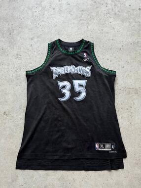 NBA REEBOK MN. TIMBERWOLVES MARK MADSEN XL LENGTH +2 BLACK SEWN JERSEY, USED-VG